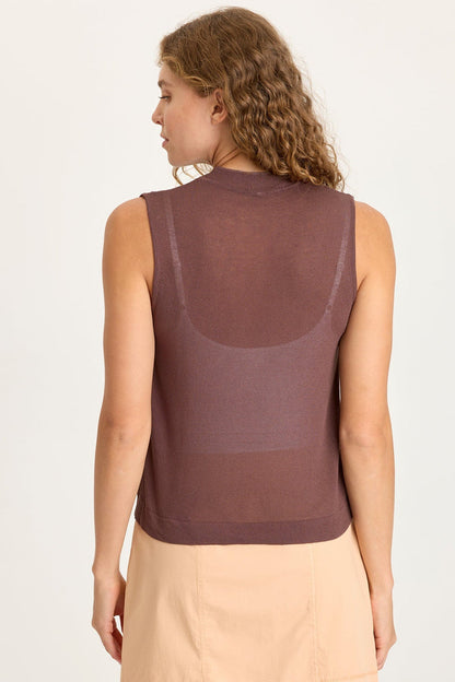 XCVI Orren Satin/Knit High Neck Tank