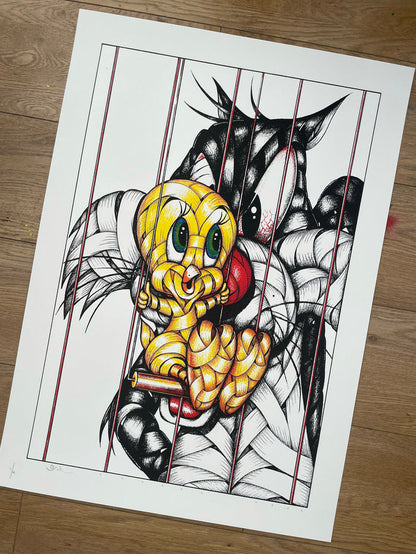 OTTO SCHADE - I Tawt I Taw A Puddy Tat (White Blue Eyes) - HAND FINISHED, ed 44
