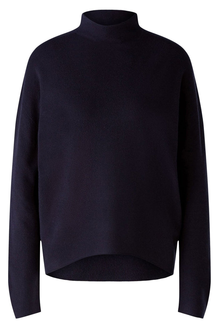 Oui 91546 Dark Blue Mock Turtleneck Jumper - Dotique