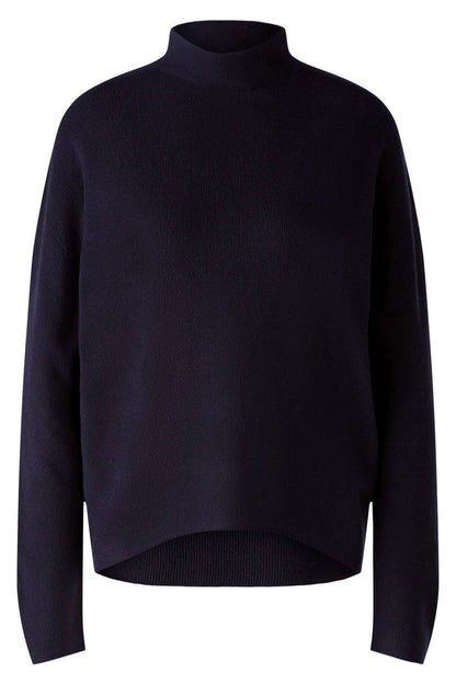 Oui 91546 Dark Blue Mock Turtleneck Jumper - Dotique