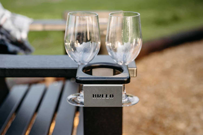 An image of the Breeo Outrig Cupholder holding two wine glasses