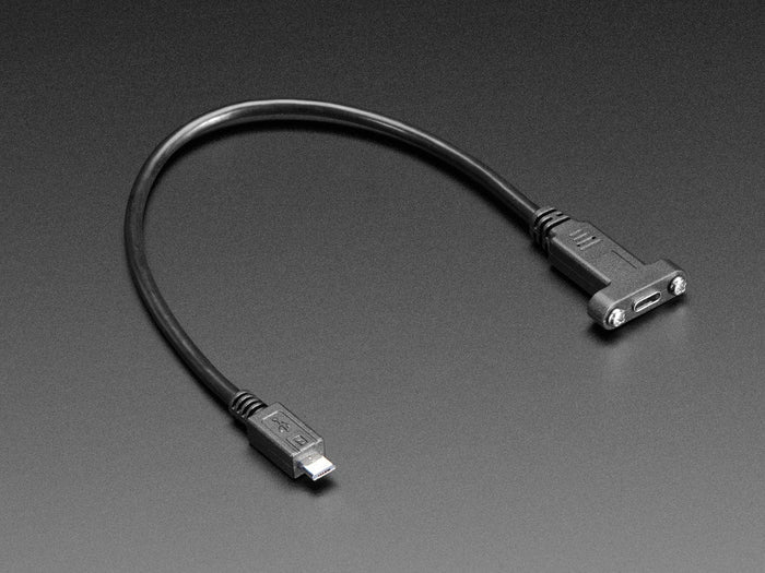 Panel Mount Cable USB C to Micro B Male - 30cm by The Pi Hut - The Pi Hut