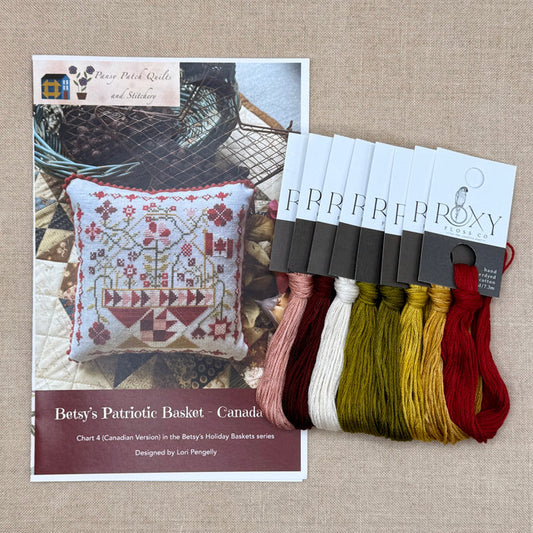 Pansy Patch Quilts and Stitchery - Betsy's Patriotic Basket: Canada Day - Cross Stitch Chart and/or Roxy Floss Co Threads