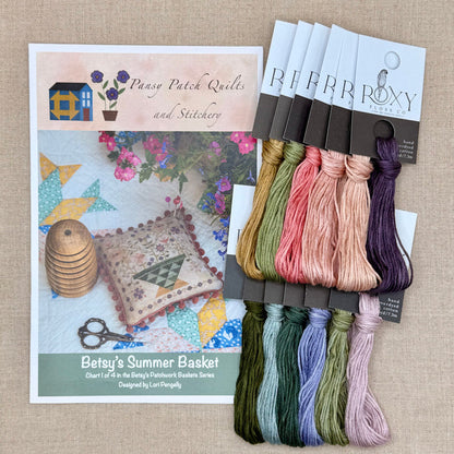 Pansy Patch Quilts and Stitchery - Betsy's Summer Basket - Cross Stitch Chart and/or Roxy Floss Co Threads