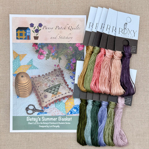 Pansy Patch Quilts and Stitchery - Betsy's Summer Basket - Cross Stitch Chart and/or Roxy Floss Co Threads