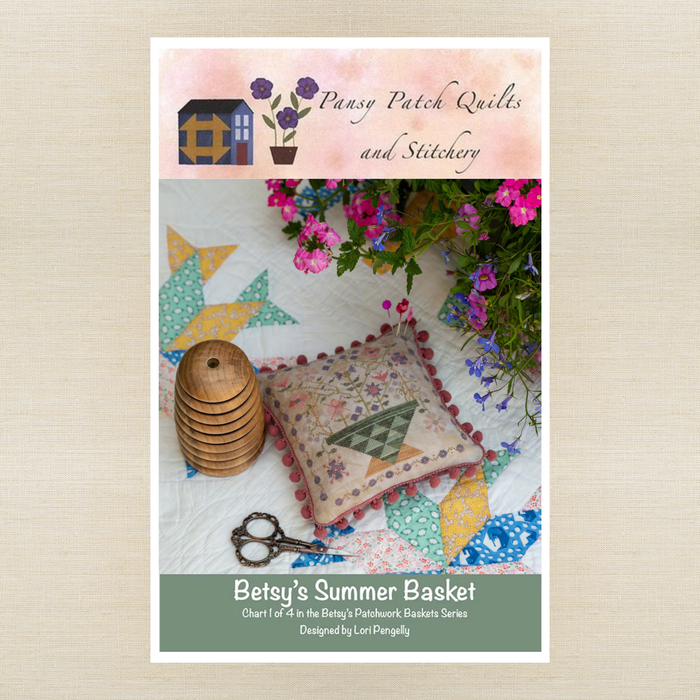Pansy Patch Quilts and Stitchery - Betsy's Summer Basket - Cross Stitch Chart and/or Roxy Floss Co Threads