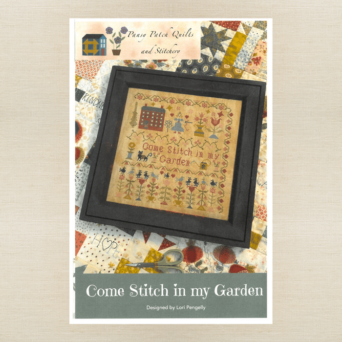 Pansy Patch Quilts and Stitchery - Come Stitch in My Garden - Cross Stitch Chart and/or Roxy Floss Co Threads
