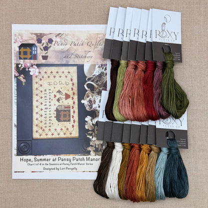 Pansy Patch Quilts and Stitchery - Hope: Summer at Pansy Patch Manor - Cross Stitch Chart and/or Roxy Floss Co Threads