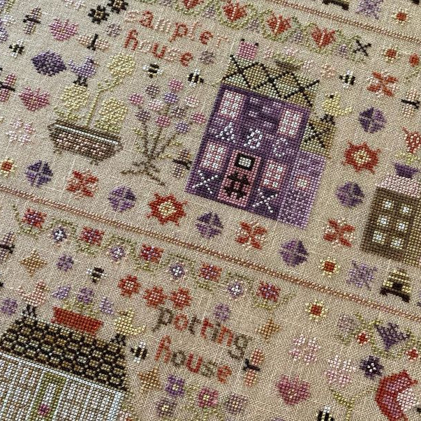 Pansy Patch Quilts and Stitchery - The Houses on Wisteria Lane - Cross Stitch Chart Set and/or Roxy Floss Co Threads