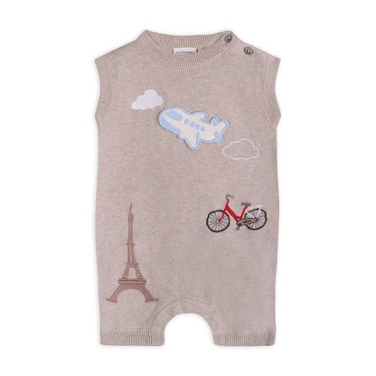 Paris Embroidered Baby Knit Romper (Organic Cotton)
