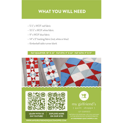 Patriotic Table Runner (Downloadable Pattern) Back