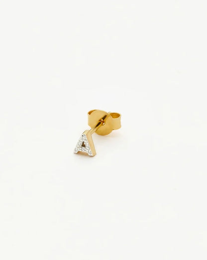 Pave Initial Single Stud Earring - Initial A | 18k Gold Vermeil/Cubic Zirconia Earrings Missoma
