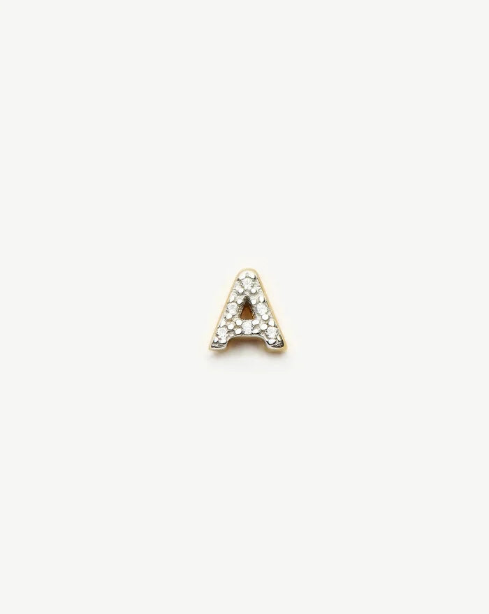 Pave Initial Single Stud Earring - Initial A | 18k Gold Vermeil/Cubic Zirconia Earrings Missoma