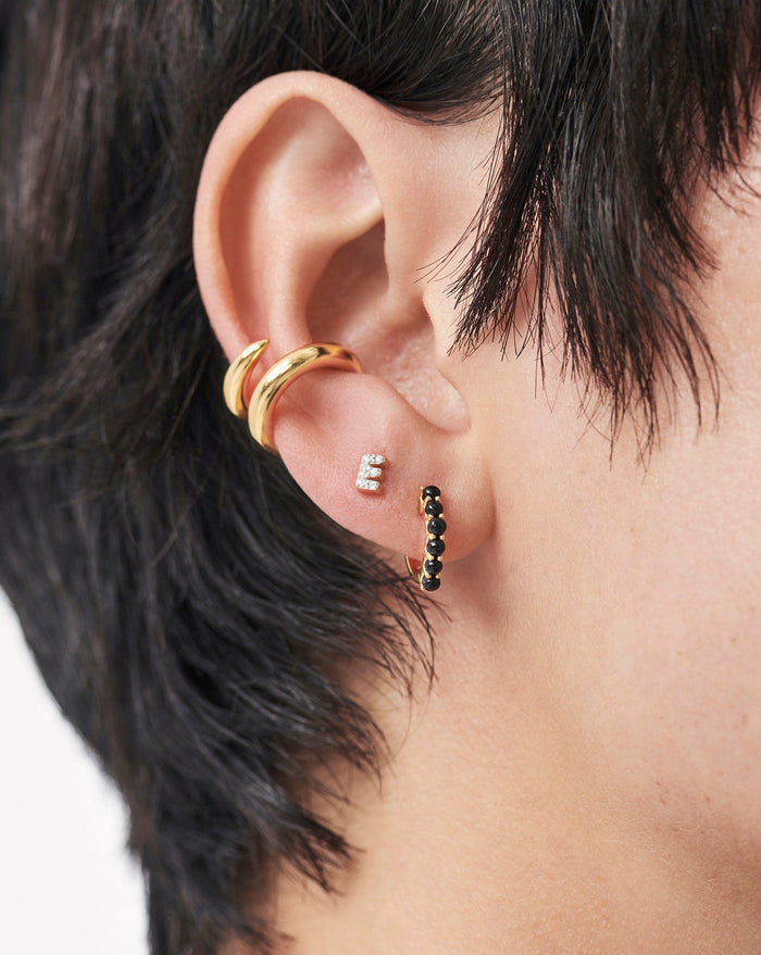 Pave Initial Single Stud Earring - Initial E | 18ct Gold Plated Vermeil/Cubic Zirconia Earrings Missoma