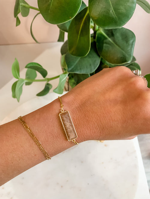 Peach Sunstone Bolo Bracelet