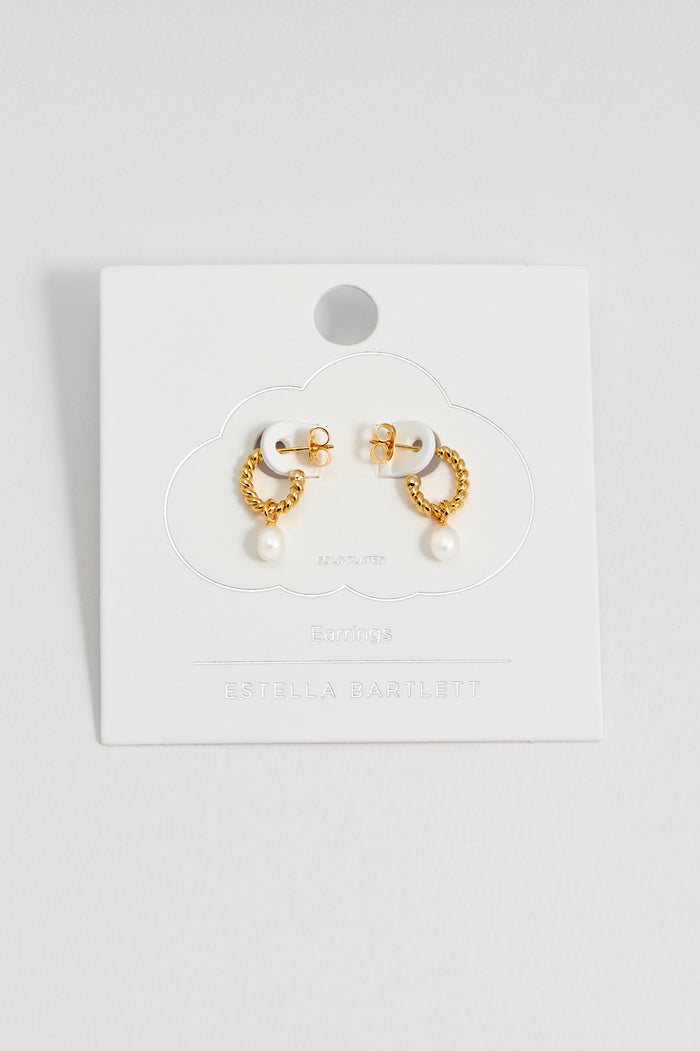 Pearl Drop And Twist Hoop Earrings