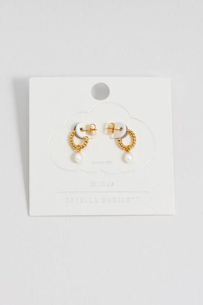 Pearl Drop And Twist Hoop Earrings