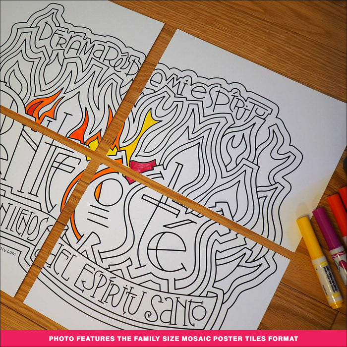 Pentecostés Coloring Page & Poster - Spanish-language Version