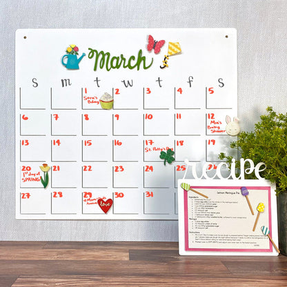Perpetual Monthly Calendar - 19"h x 22"w