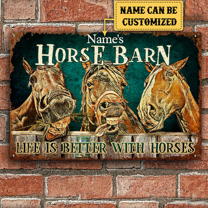 Personalized Horse Barn Classic Metal Sign