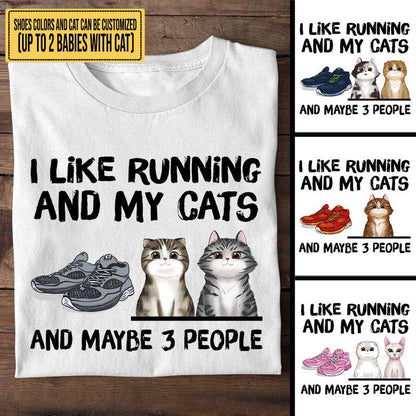 Personalized Love Running And Cats Shirt