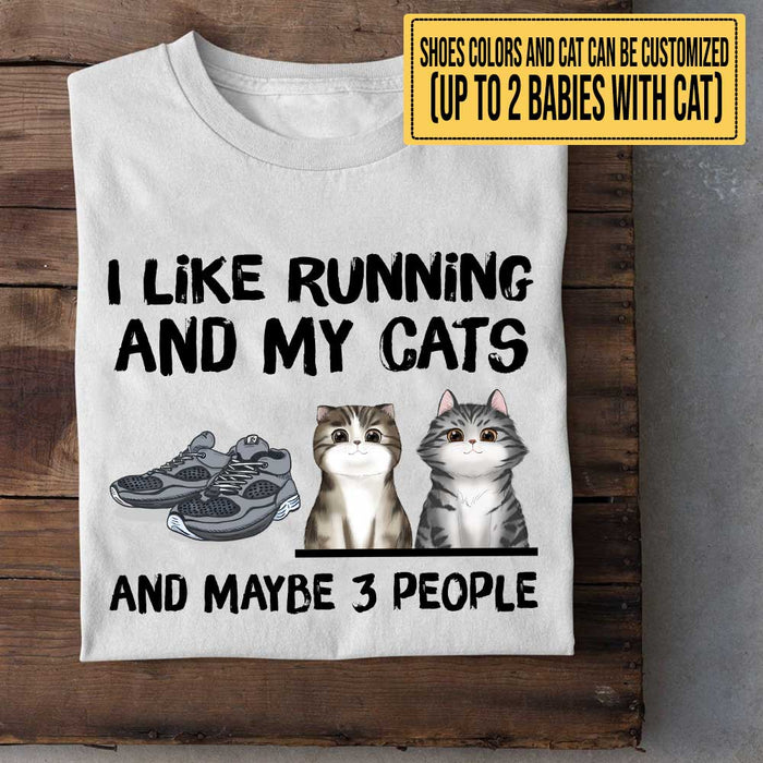 Personalized Love Running And Cats Shirt
