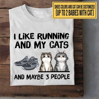 Personalized Love Running And Cats Shirt