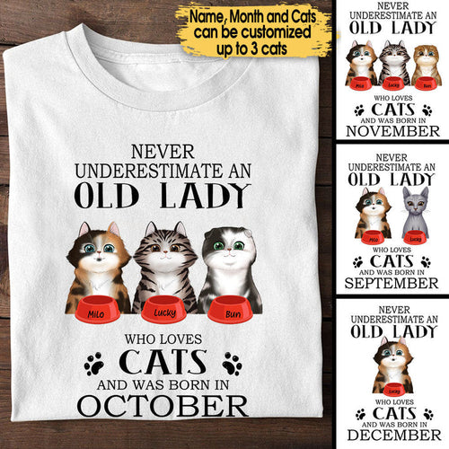 Personalized Never Underestimate An Old Lady Who Loves Cats Birthday Shirt