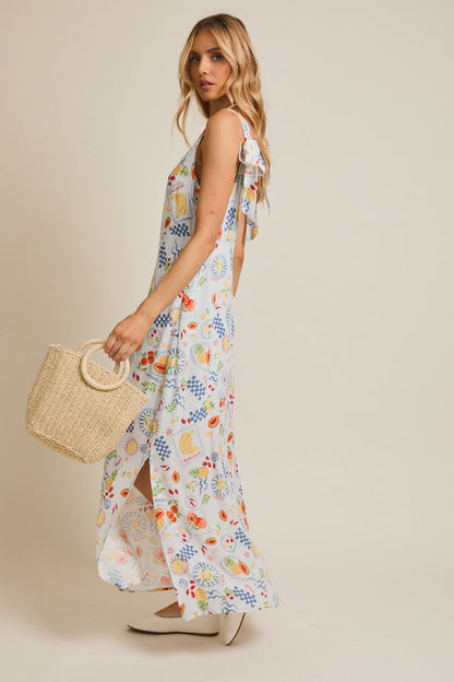 Picnic in the Sun Tie Shoulder Printed Maxi Dress - Curvy Available