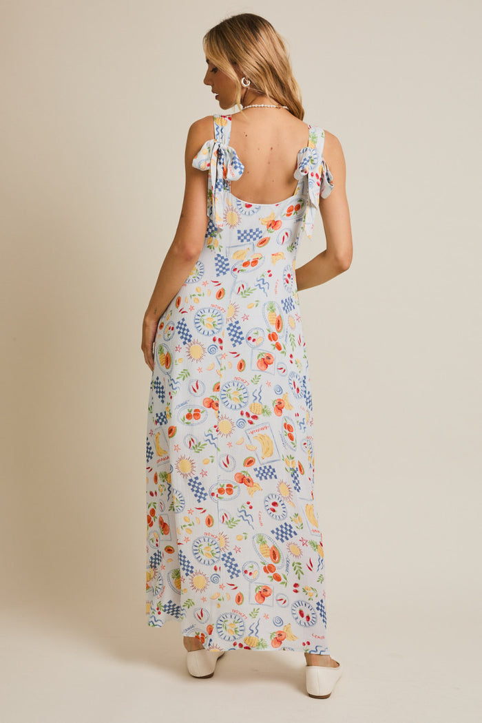 Picnic in the Sun Tie Shoulder Printed Maxi Dress - Curvy Available