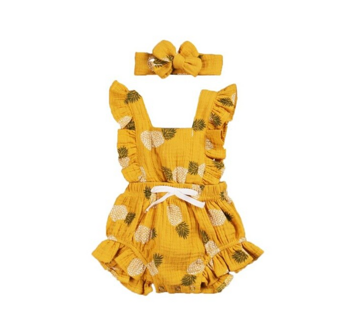 PINEAPPLE Ruffle Romper with Headband