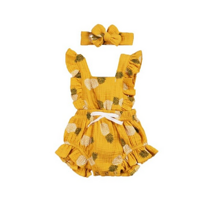 PINEAPPLE Ruffle Romper with Headband
