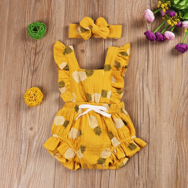 PINEAPPLE Ruffle Romper with Headband