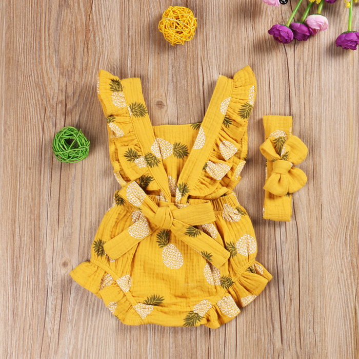 PINEAPPLE Ruffle Romper with Headband