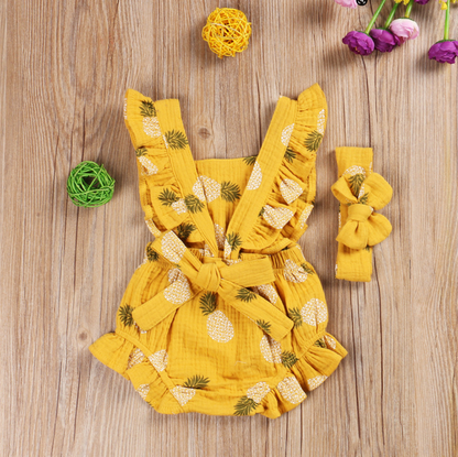 PINEAPPLE Ruffle Romper with Headband