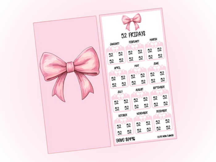 Pink Bow 52 Fridays | Savings Insert & Envelope Bundle
