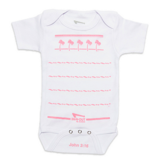 front of PINK DRINK CUP ONESIE