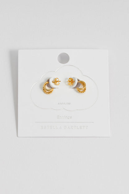 Plain And Twist Double Hoop Earrings