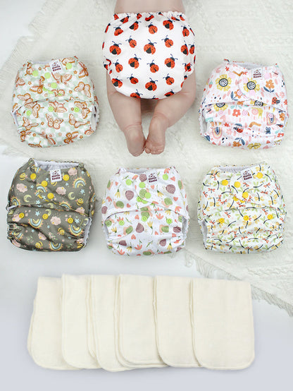 POCKET DIAPER 3.0 WITH INSERTS - 6 PACK(Critter Pals)