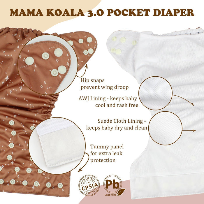 POCKET DIAPER 3.0 WITH INSERTS - 6 PACK(Critter Pals)