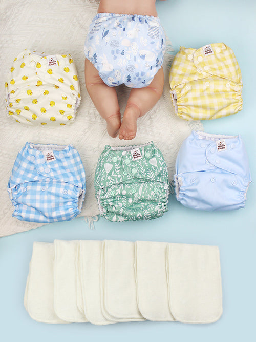 POCKET DIAPER 3.0 WITH INSERTS - 6 PACK(Pastel Play)