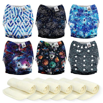 POCKET DIAPER 3.0 WITH INSERTS - 6 PACK(Space Sparkle)