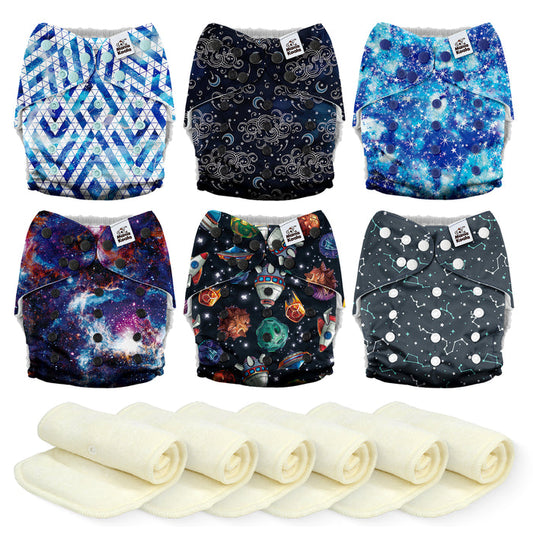 POCKET DIAPER 3.0 WITH INSERTS - 6 PACK(Space Sparkle)