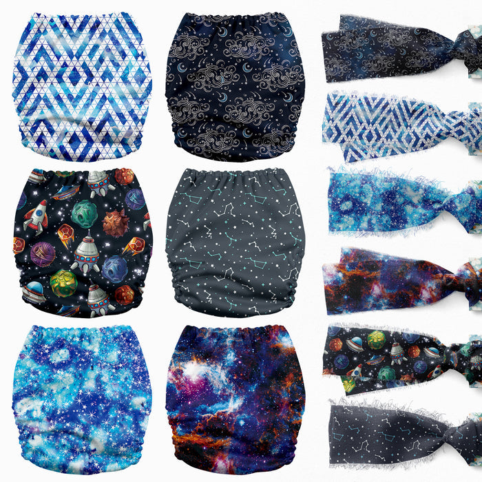 POCKET DIAPER 3.0 WITH INSERTS - 6 PACK(Space Sparkle)