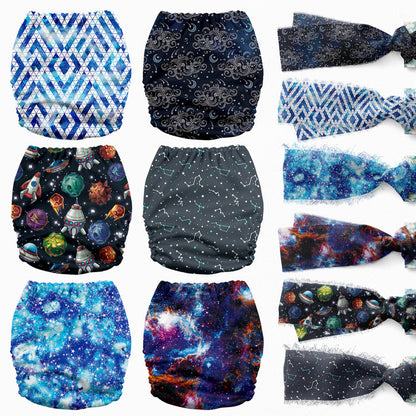 POCKET DIAPER 3.0 WITH INSERTS - 6 PACK(Space Sparkle)