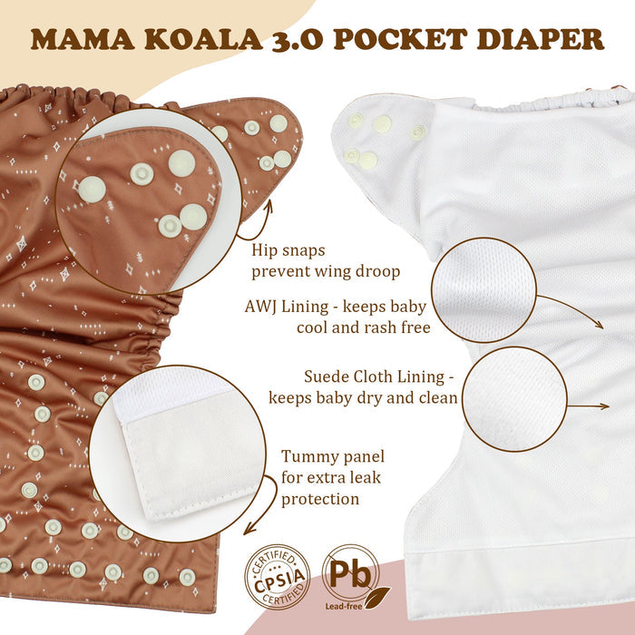 POCKET DIAPER 3.0 WITH INSERTS - 6 PACK(Space Sparkle)