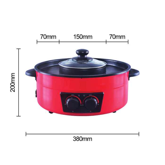 PowerPac 2  in 1 Steamboat & BBQ Grill, Multi Cooker (PPMC677)