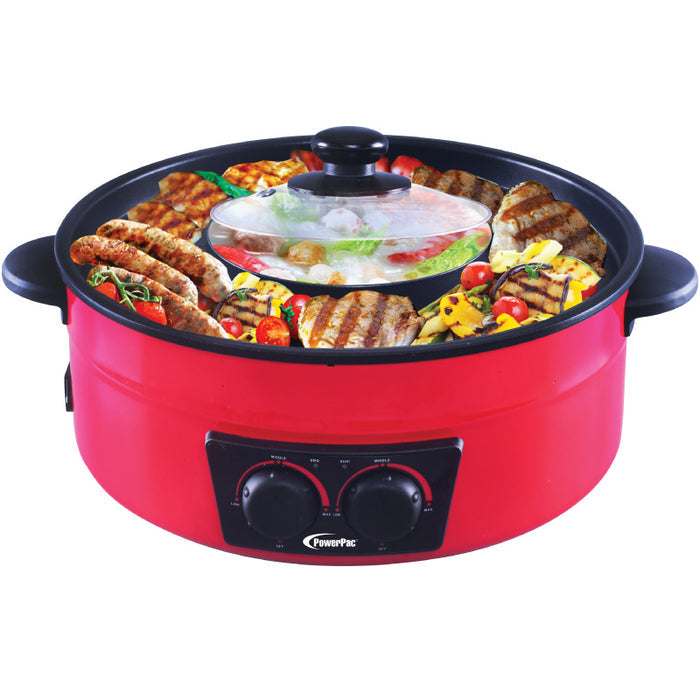 PowerPac 2  in 1 Steamboat & BBQ Grill, Multi Cooker (PPMC677)
