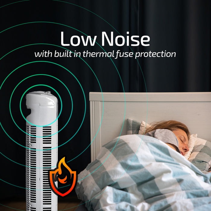 PowerPac 29" Tower Fan – Oscillation, Timer, Portable, Energy-efficient, Thermal protection, 3-Speed, white, PPTF290