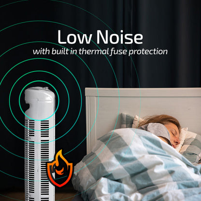 PowerPac 29" Tower Fan – Oscillation, Timer, Portable, Energy-efficient, Thermal protection, 3-Speed, white, PPTF290